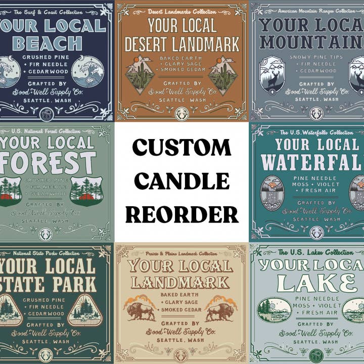 REORDER Custom Candle for wholesale by Good & Well Supply Co.