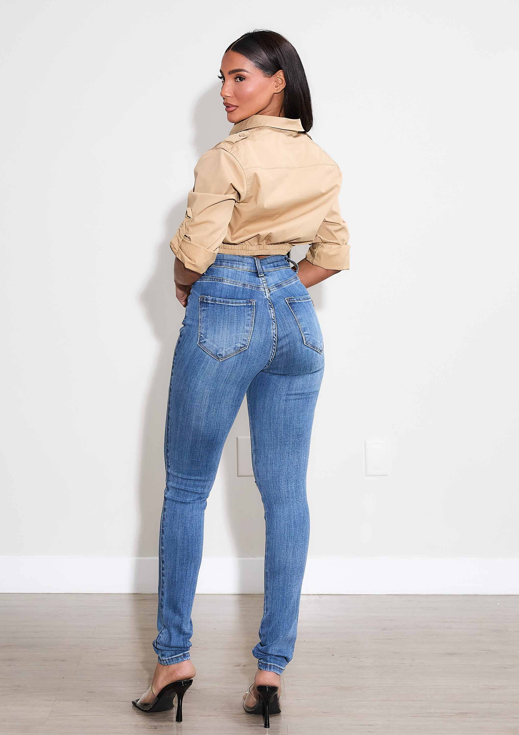 Medium Stone Love Language Skinny Jeans for wholesale on Faire5