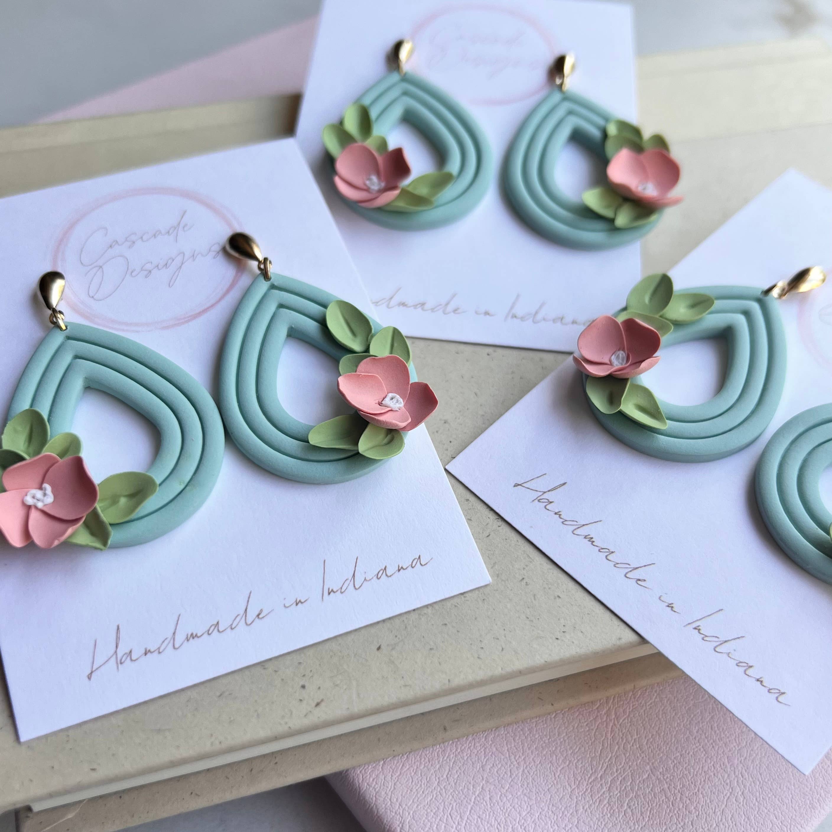 Cascade Designs - Wholesale Dangle Earrings - The Penelope | Floral Drop Clay Earrings10