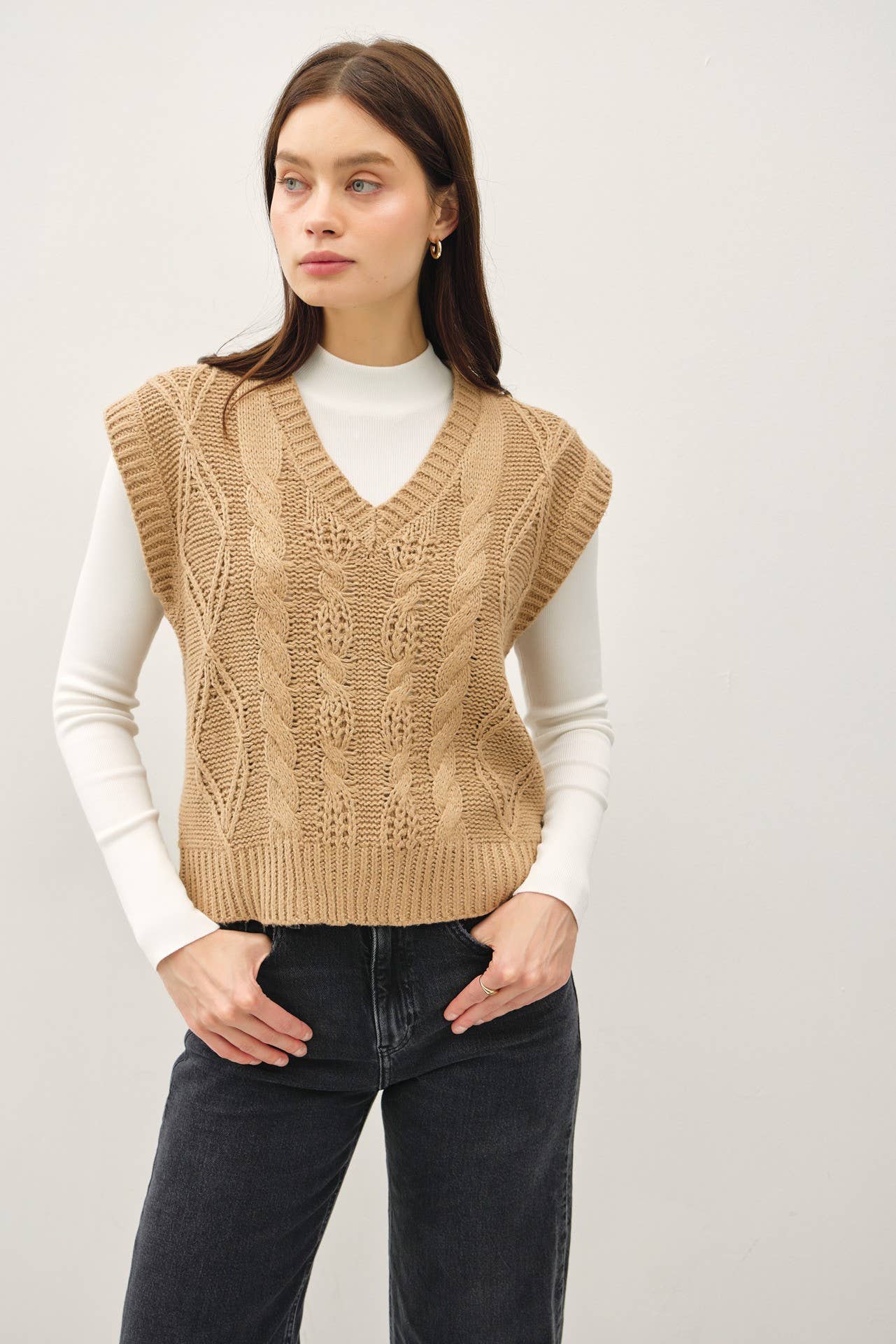 Be Cool - Wholesale Sweater Vest - Women's - CHUNKY CABLE KNIT SWEATER VEST9