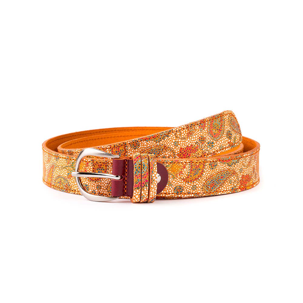 VALTICO - Wholesale Belt - Women's - Colourful leather tapestry belt with floral print.7
