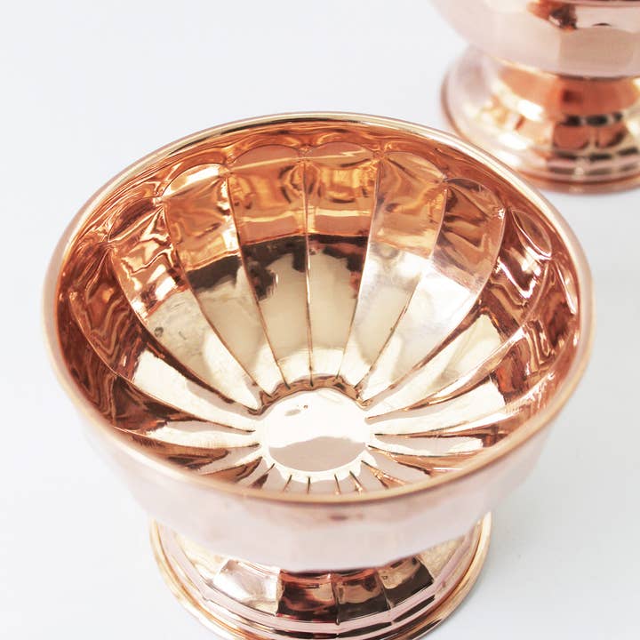 Coppermill Kitchen LLC - Wholesale Serve Bowl - Vintage Inspired Copper Pedestal Bowls with Scalloped Design4
