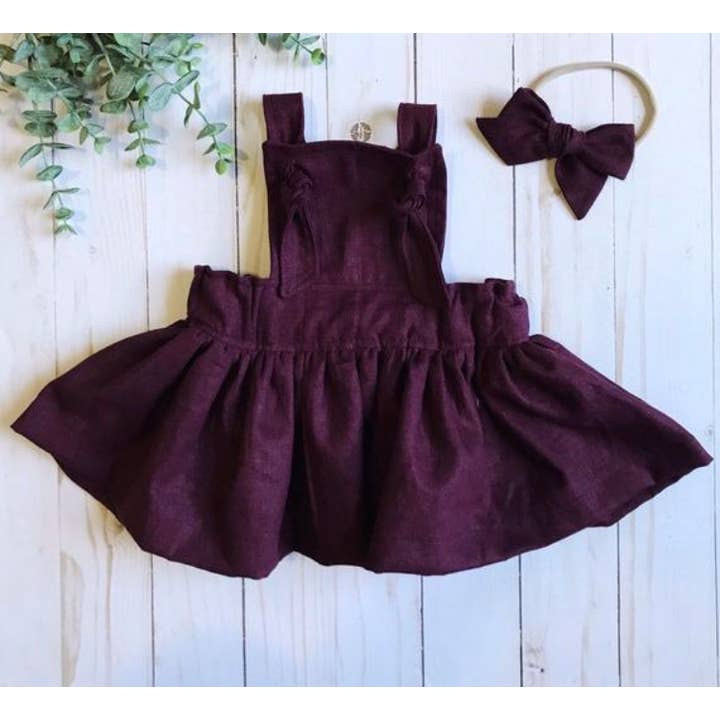 Honey Bee Babies Co - Vente Robe – enfant - Robe Pinafore en lin - Tailles pour bébé, tout-petit et fille6