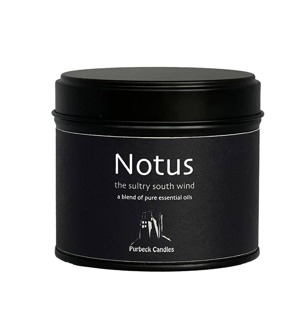 Purbeck Candles – wholesale Travel candles – Elements Range - Notus  Essential Oil Candle 200g black Tin2