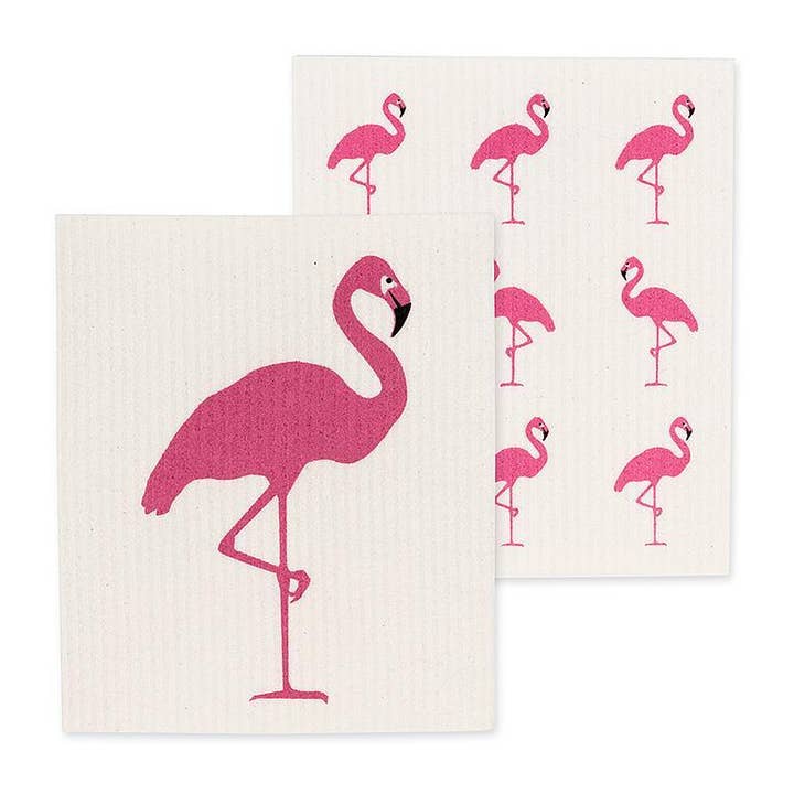 S/2 Flamingo Dishcloths-6.5x8"L for wholesale by Abbott