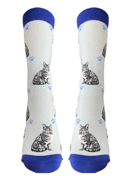 E&S Pets – wholesale Socks – Unisex – Silver Tabby Cat Socks - Fun Novelty Dog Socks - Unisex2