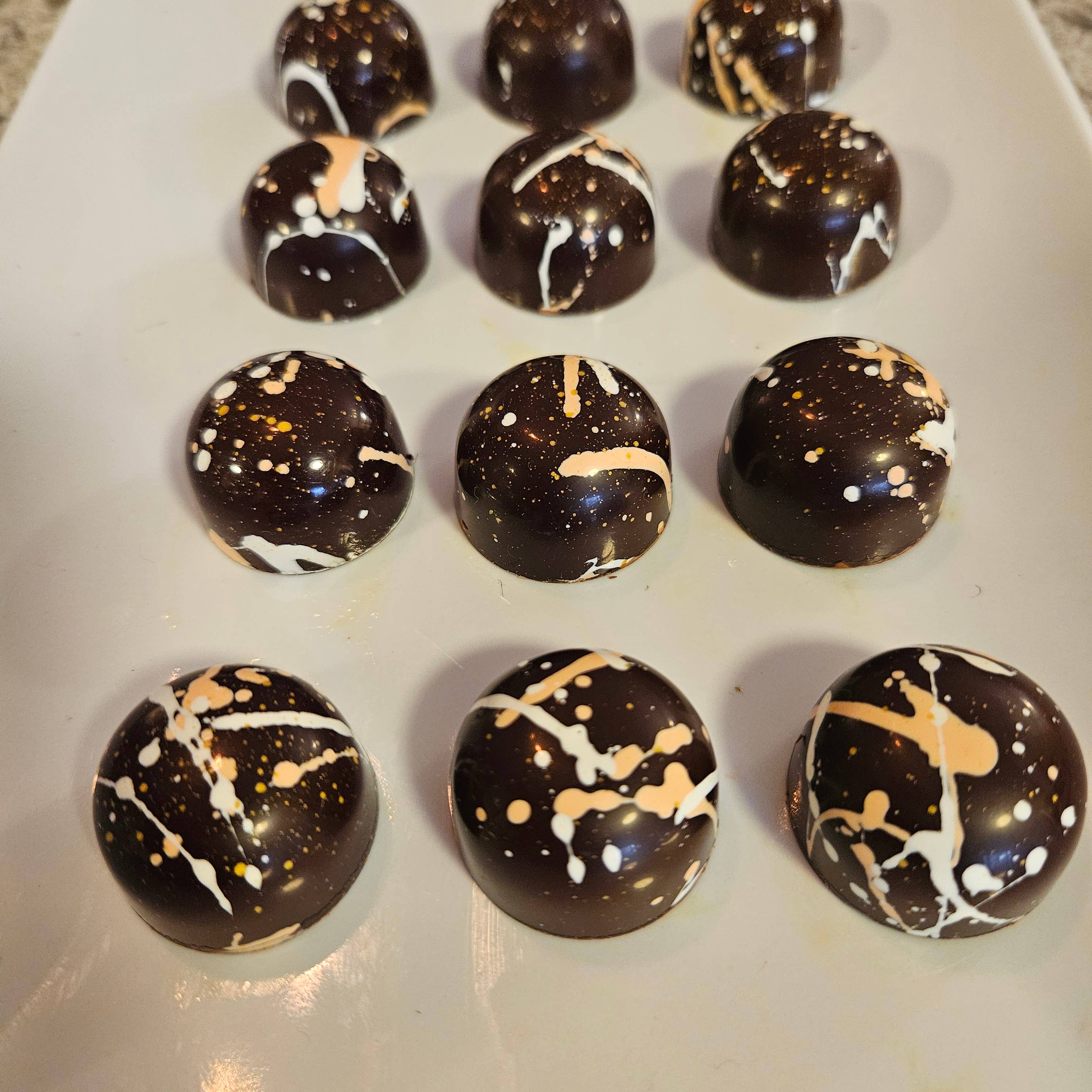 J. Patrice Chocolate Studio - Wholesale Chocolate - Biscotti BonBon Dark Chocolate - Bulk BonBons 12 piece Tray 3