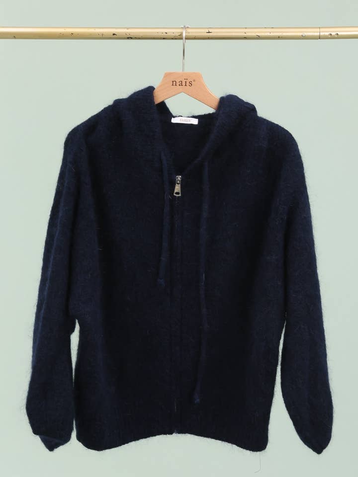 NAÏS PARIS - Wholesale Cardigan - Women's - Zip-up cardigan with hood in mohair and wool6