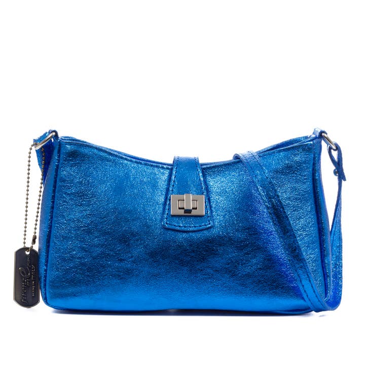 Arsoli Umhängetasche. Echtes Leder, glänzend lackiertes Wildleder. für den Großhandel von FIRENZE ARTEGIANI