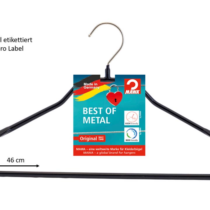 Gruccia Bodyform LS con etichetta, nero, 46 cm per la vendita all'ingrosso da parte di MAWA