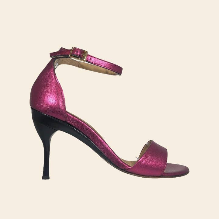 Deyi Metallic Fushia Sandal for wholesale by TANYA HEATH Paris