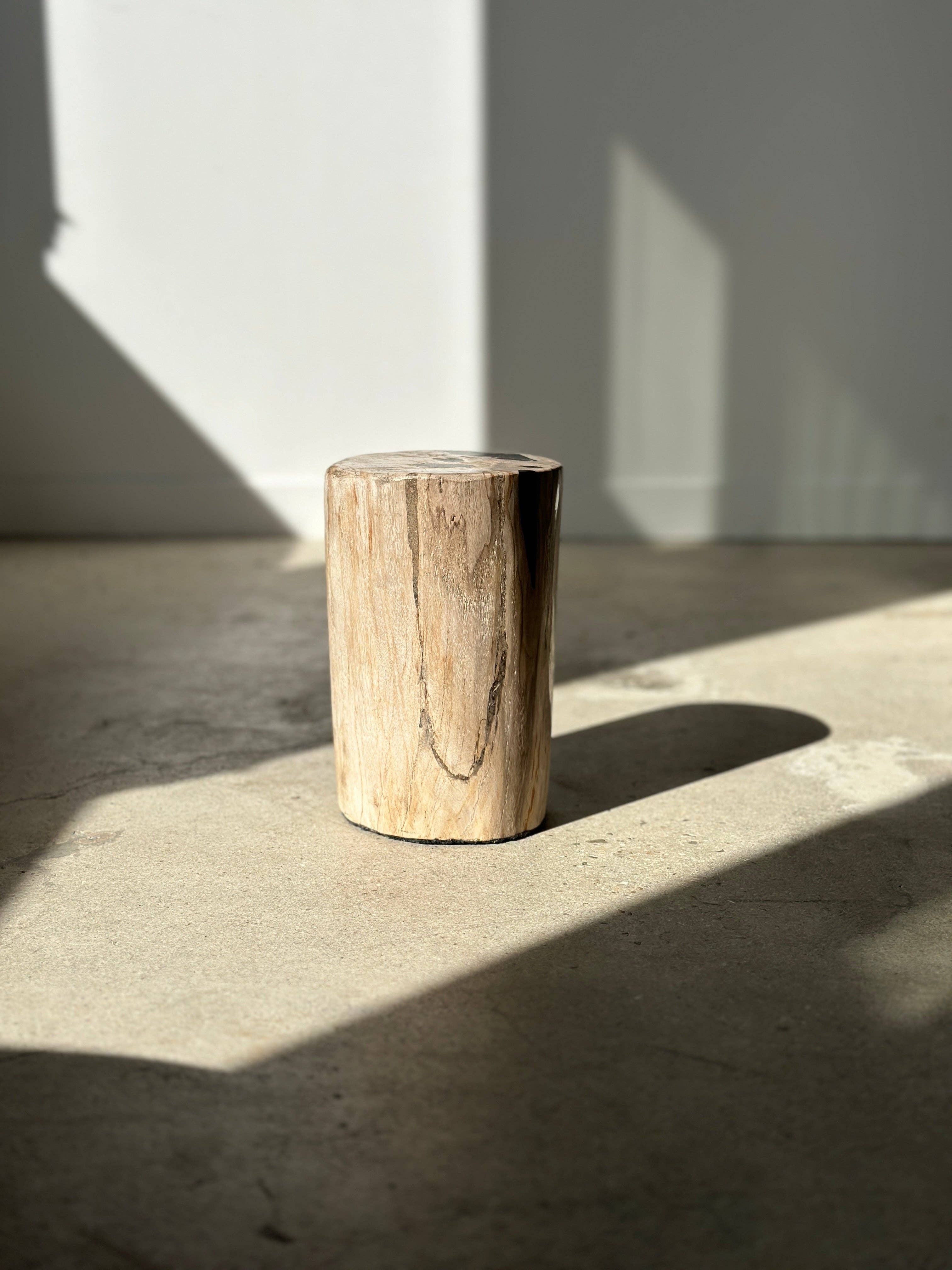 Office Objets - Wholesale Side Table - White petrified wood side table with black spots H:27.5 D:1851