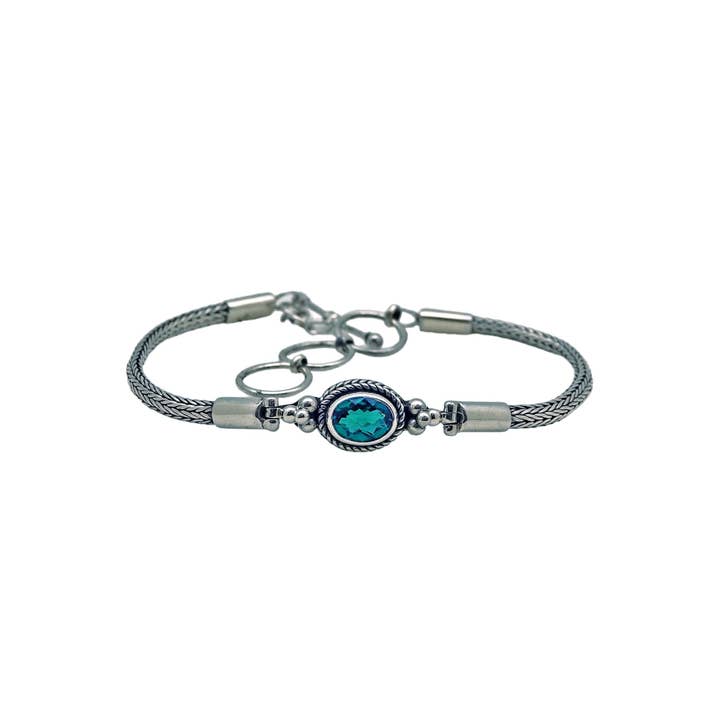 (542CGQ) Bracelet à chaîne serpent en quartz vert pour la vente par Vera Wolf