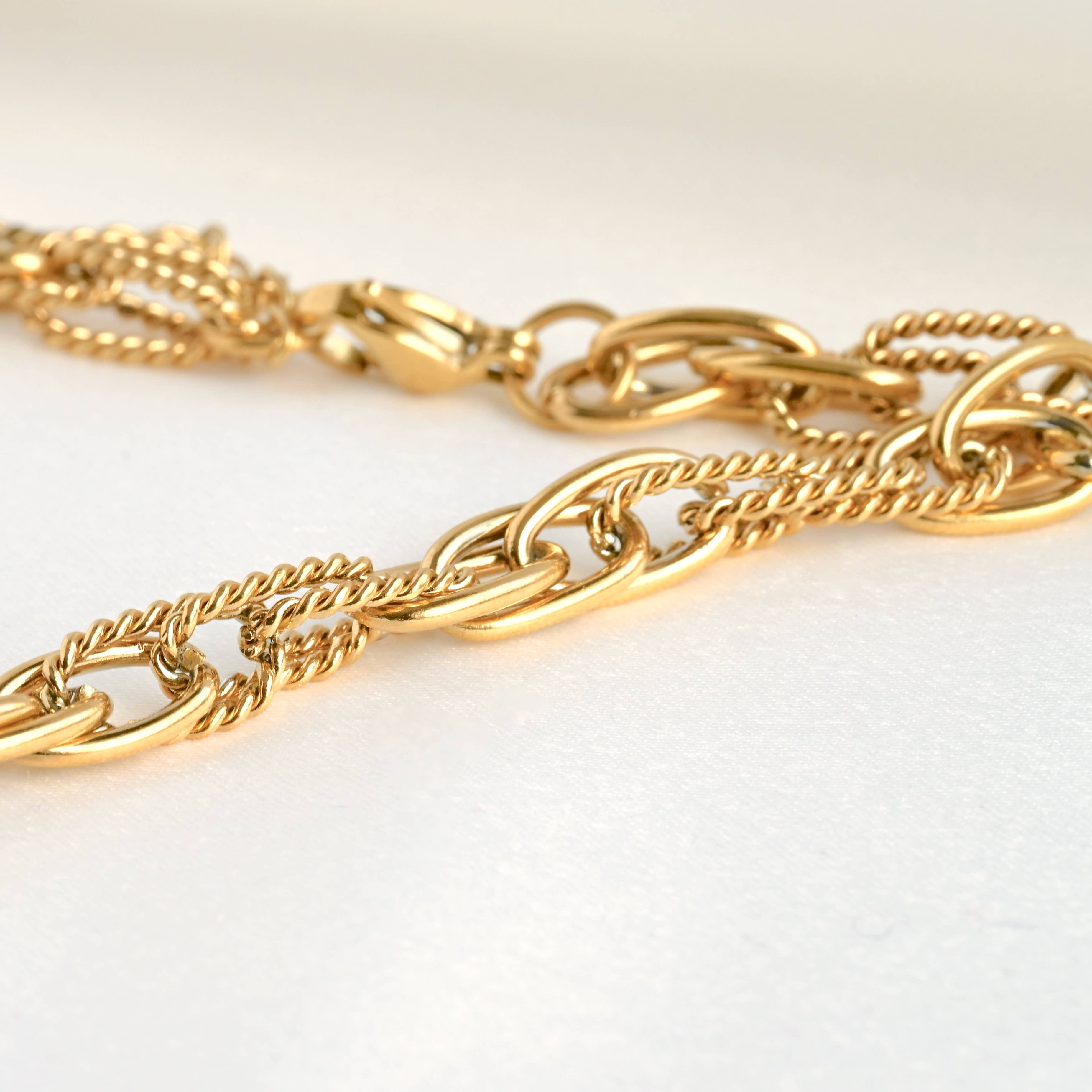 Blueyejewelry - Wholesale Link & Chain Necklace - Dual Chain Necklace - Twist Link Chain Necklace Bracelet Set11