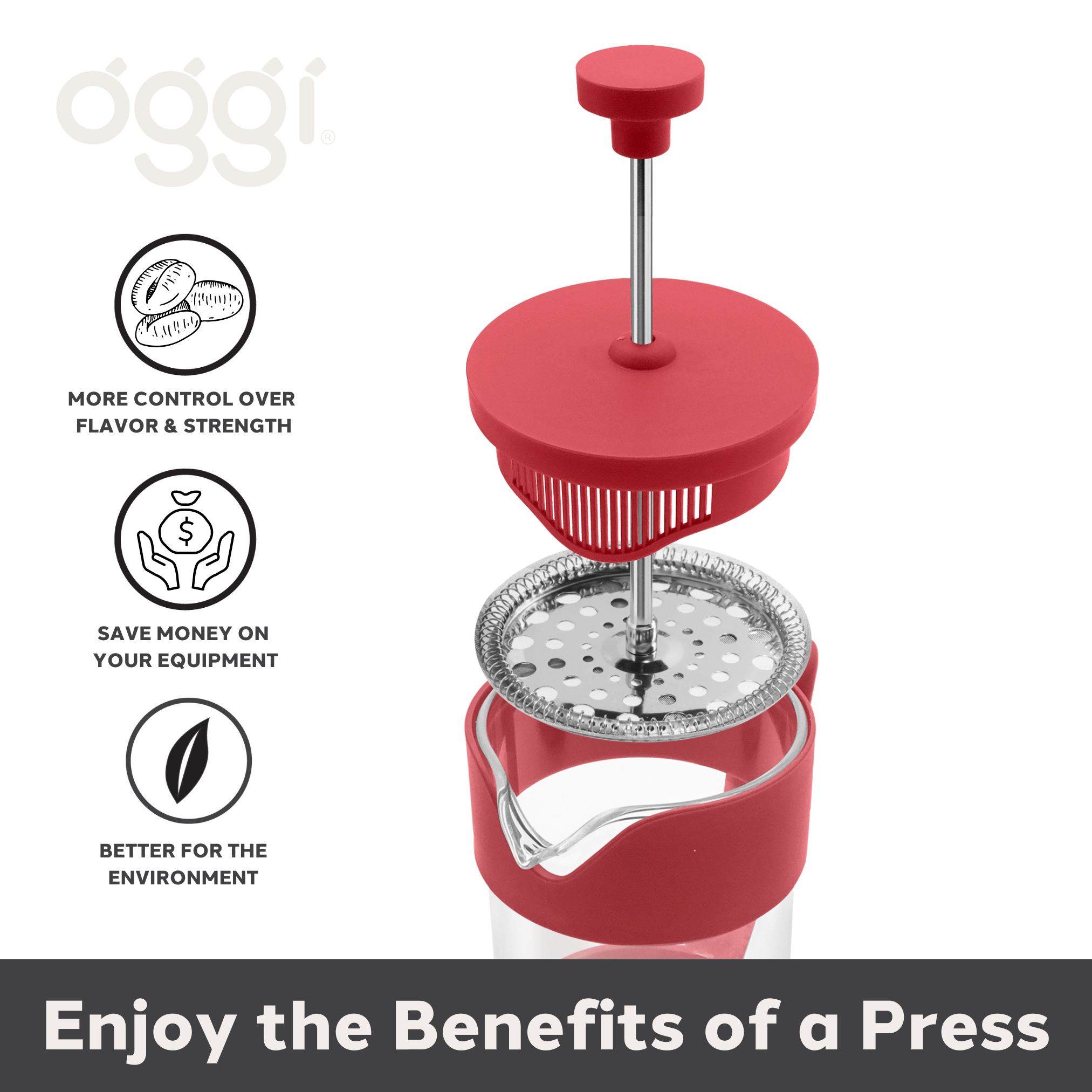 Oggi - Vendita all'ingrosso Caffettiere French press - Caffettiera a stantuffo in vetro borosilicato da 5 tazze (600 ml, 20 oz)12