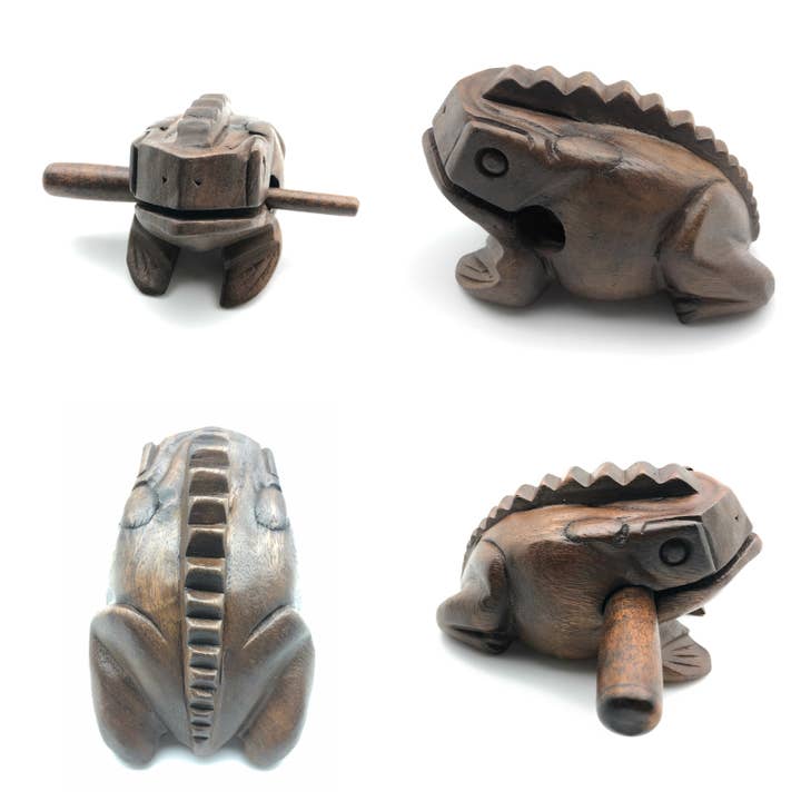 A Lost Art - Wholesale Musical Toy - Kids & Baby - 5 inch Dark Brown Wooden Croaking Frog Drum