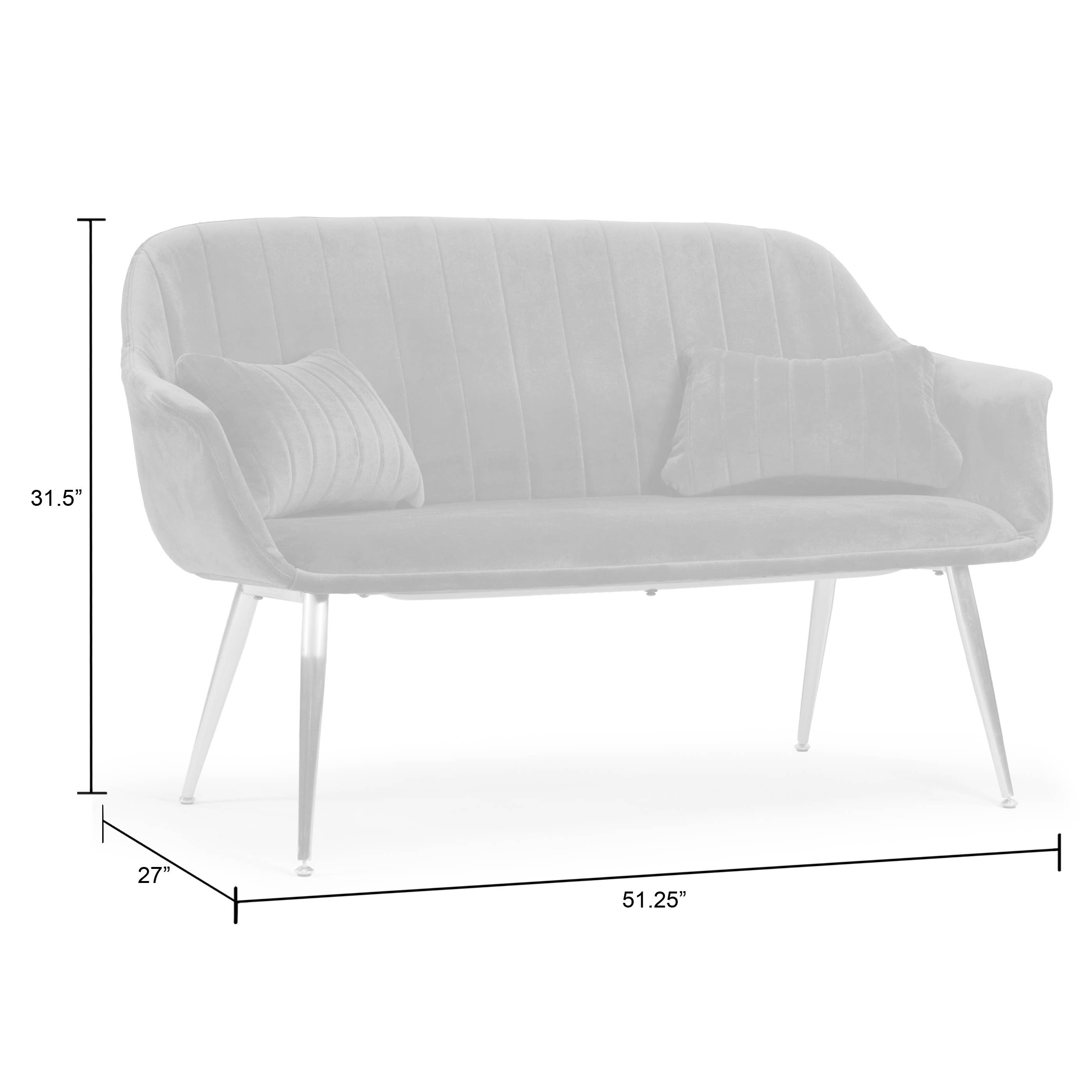 Glamour Home - Vente Canapés - Ensemble canapé 2 places en velours bleu Angela et fauteuil d'appoint4