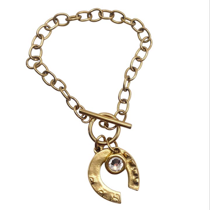 Lucky horseshoe crystal toggle bracelet for wholesale by VB&CO Designs Handmade Jewelry