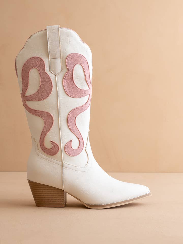 The Bowie | Pink Western Boot with Pink Inlay for wholesale on Faire