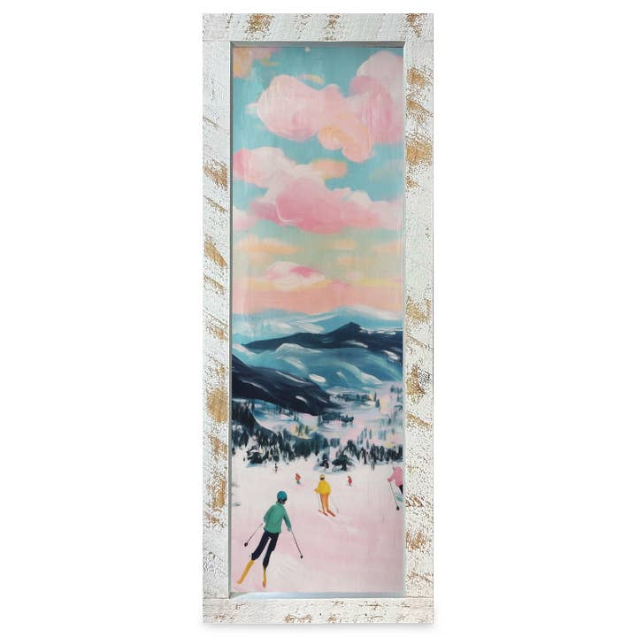 Bunte östliche Skiszene | Echt Holz gerahmter Wandkunstdruck | Schlank für den Großhandel von Mill Wood Art