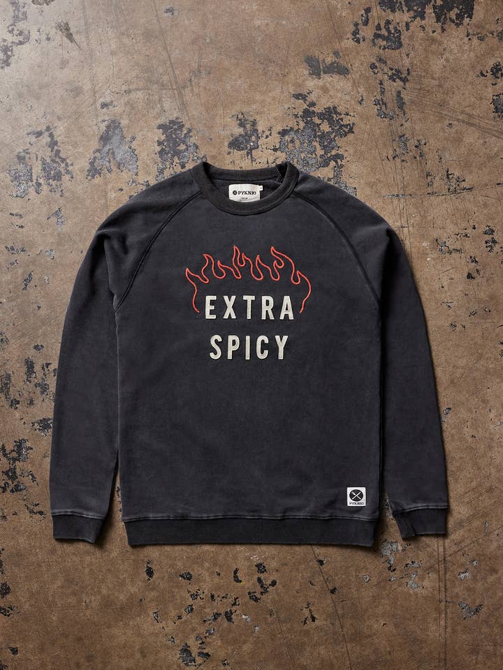 Pyknic - Wholesale Graphic Sweatshirt - Unisex - Extra Spicy Chainstitch & Felt Crewneck Sweatshirt