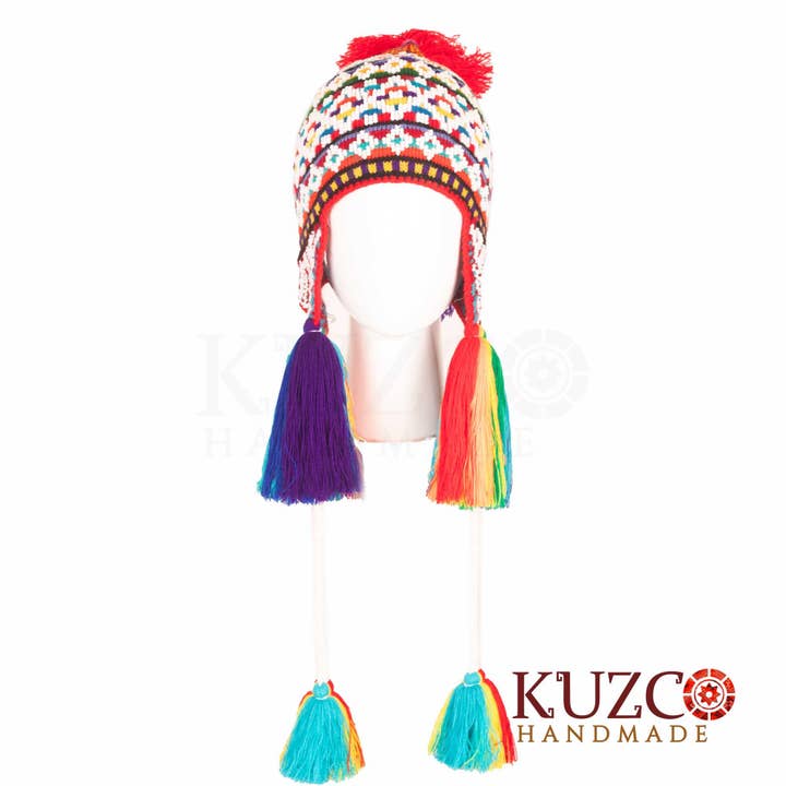 KuzcoHandmade - Vente Bonnet – femme - Casquette andine traditionnelle Chullo perlée Q'Ero authentique4