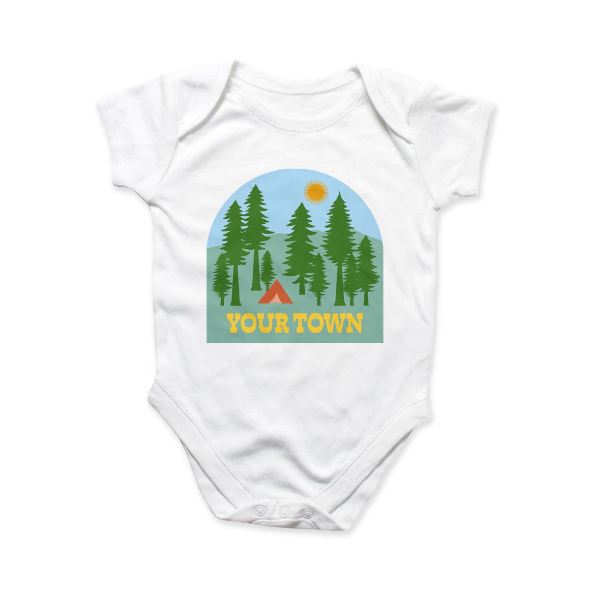 Rock Scissor Paper - Wholesale Bodysuit (Non-Footed) - Baby - Personalized City Baby Bodysuit - Camping Tent Outdoors View