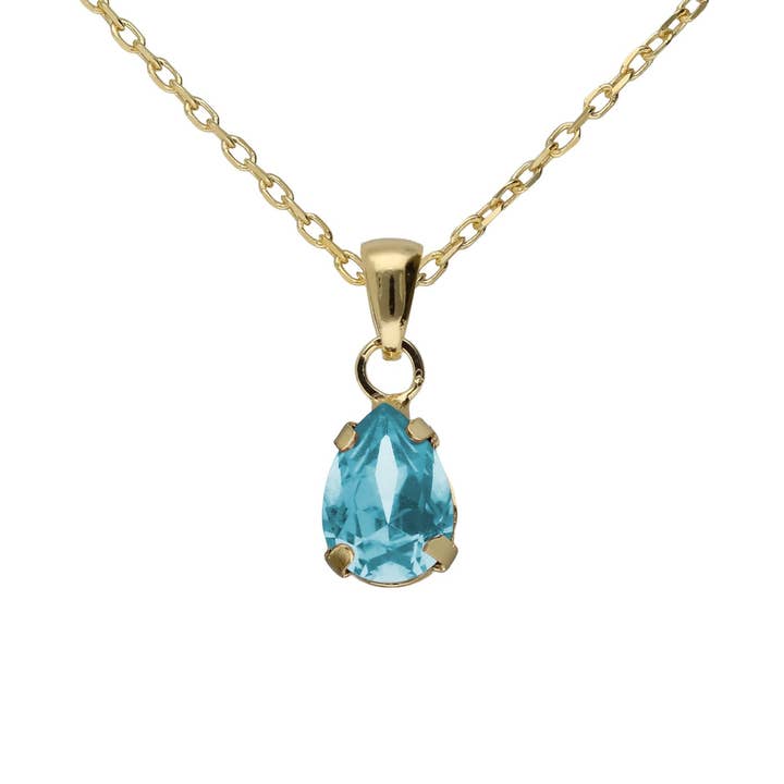 Collana corta a goccia con cristallo in Argento placcato Oro per la vendita all'ingrosso da parte di Victoria Cruz