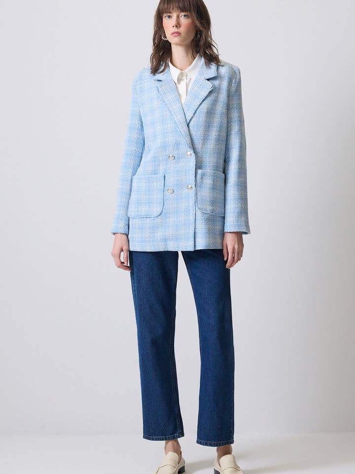 BÆLTEDE TWEED BLAZER JAKKE for engroshandel hos Touché Privé