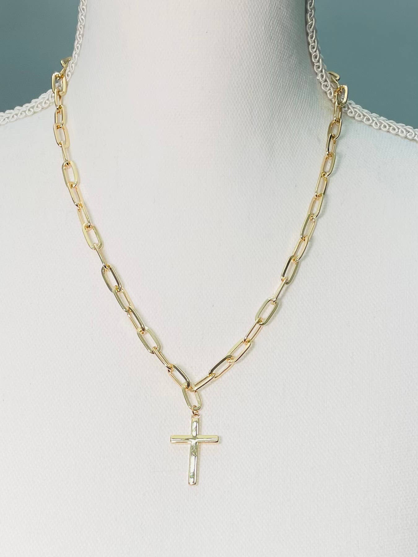 TWO FORTY TWO - Wholesale Pendant/Charm Necklace - GOLDEN - Cross Charm Pendant Necklace in Gold