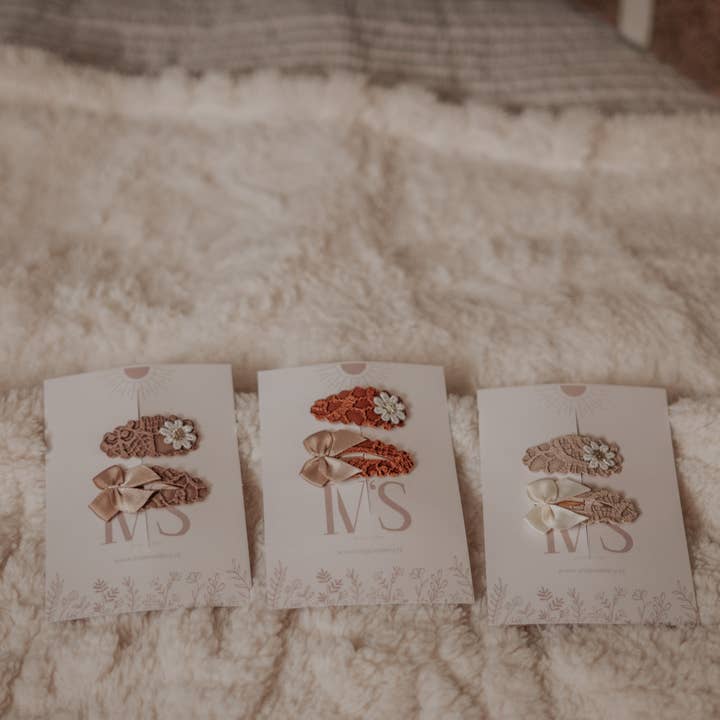 Haarspangen – Spitze – Beige - 3cm für den Großhandel von IV’S Jewellery