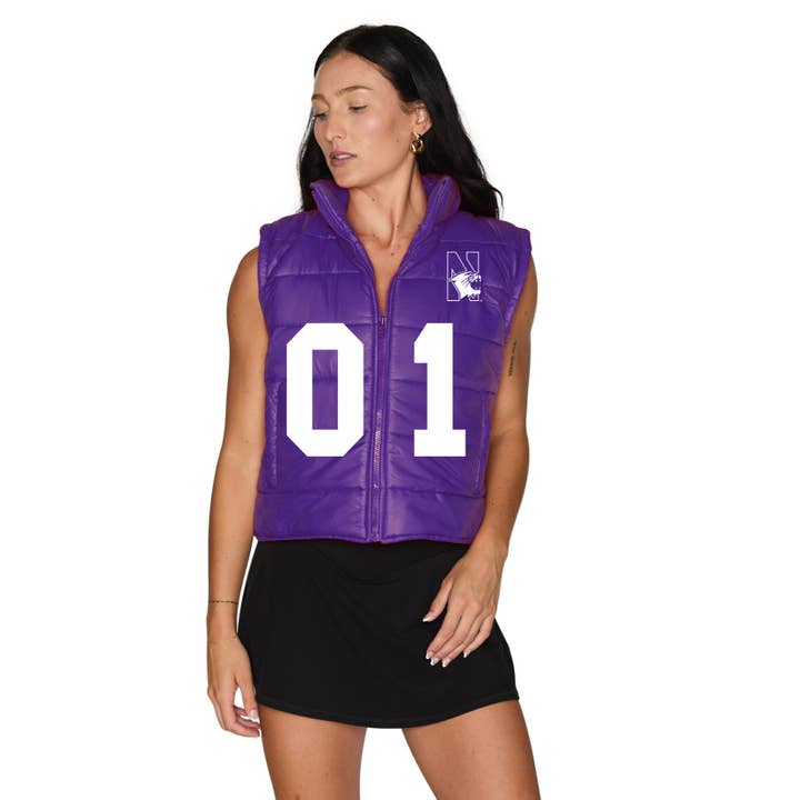 Gilet matelassé Northwestern pour la vente par Lojo Collegiate Apparel