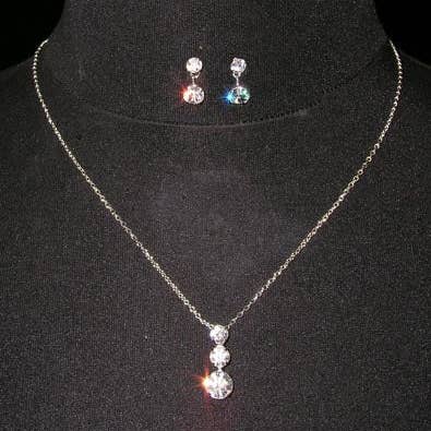 #15015 - Past, Present, Future Necklace and Earring Set for wholesale by Bridal Store Jewelry