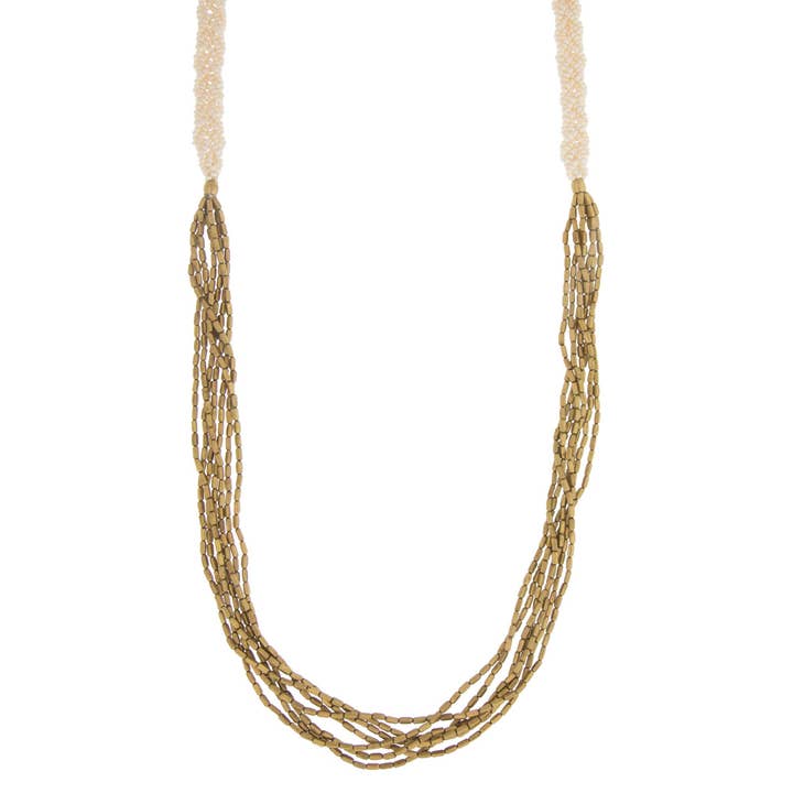 Aid Through Trade – Großhandel Perlenkette – Hema Halskette mit Fischgrätenmuster, cremefarben1