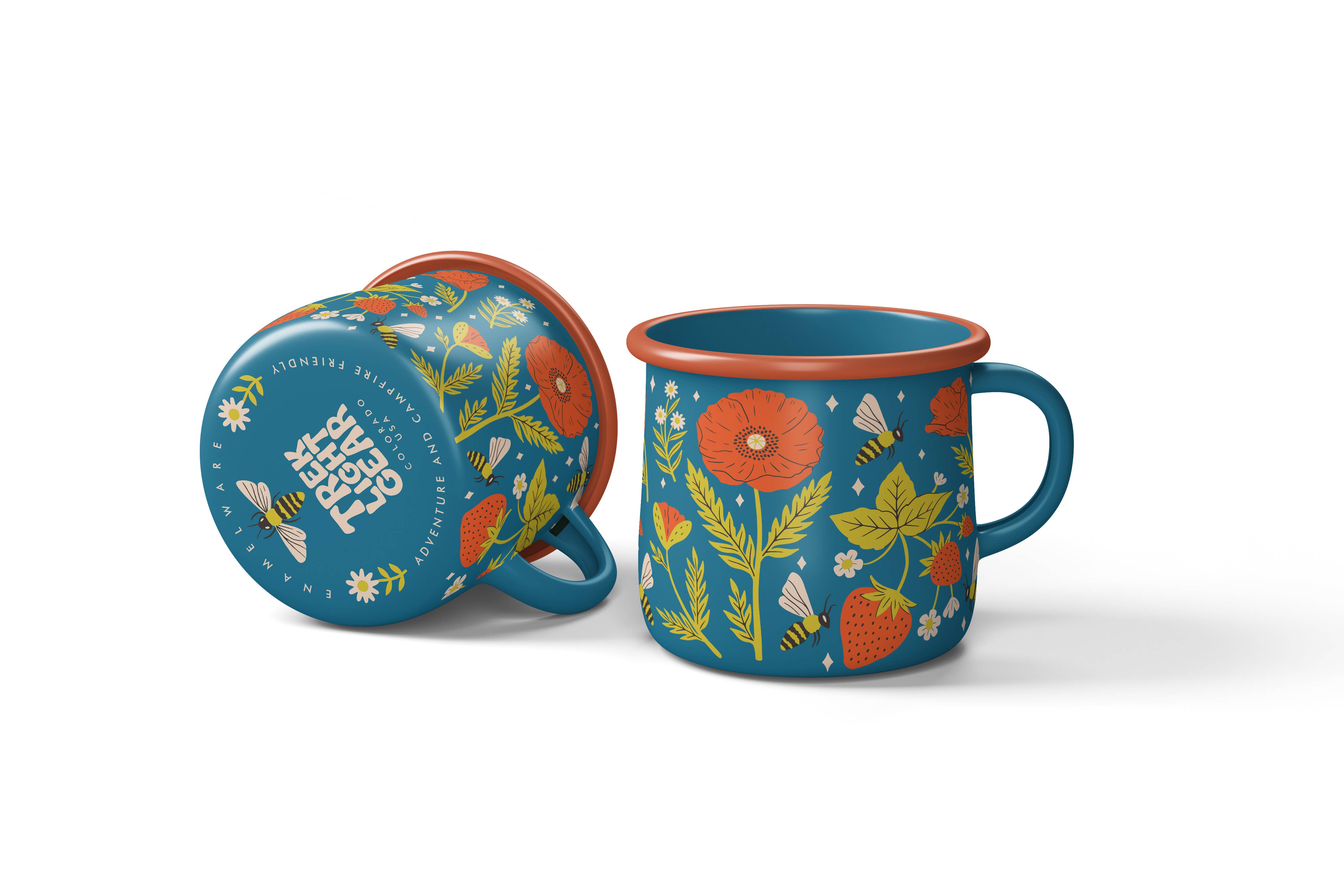 Trek Light - Wholesale Coffee Mug - Enamel Coffee & Camp Mug | Garden Buzz | Honeybee | 16oz7