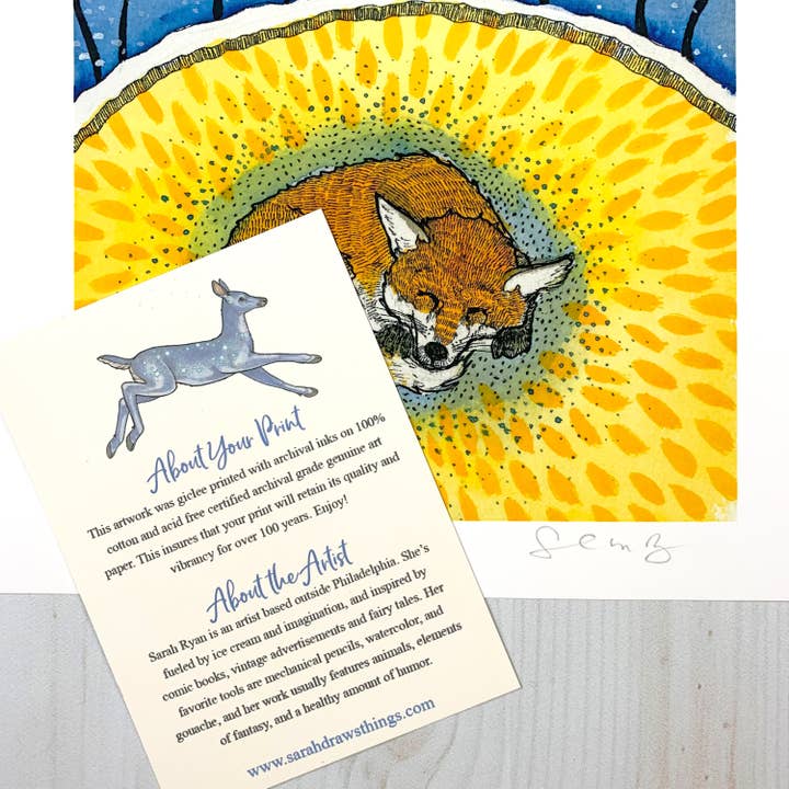 Sarah Draws Things - Wholesale Art Print - Sleeping Fox - 8x10" Archival Print1