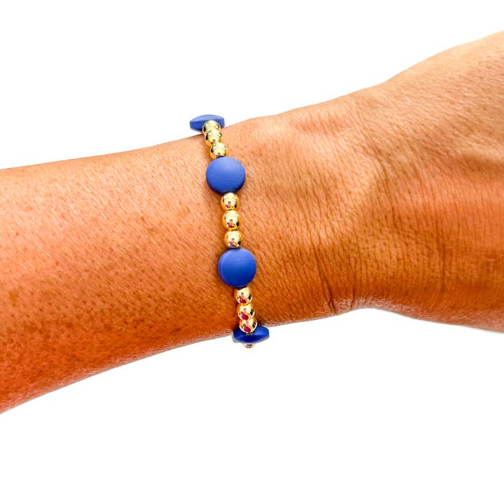 Savvy Bling - Vendita all'ingrosso Parure di gioielli - Braccialetti con Perline in Oro 18K Blu8