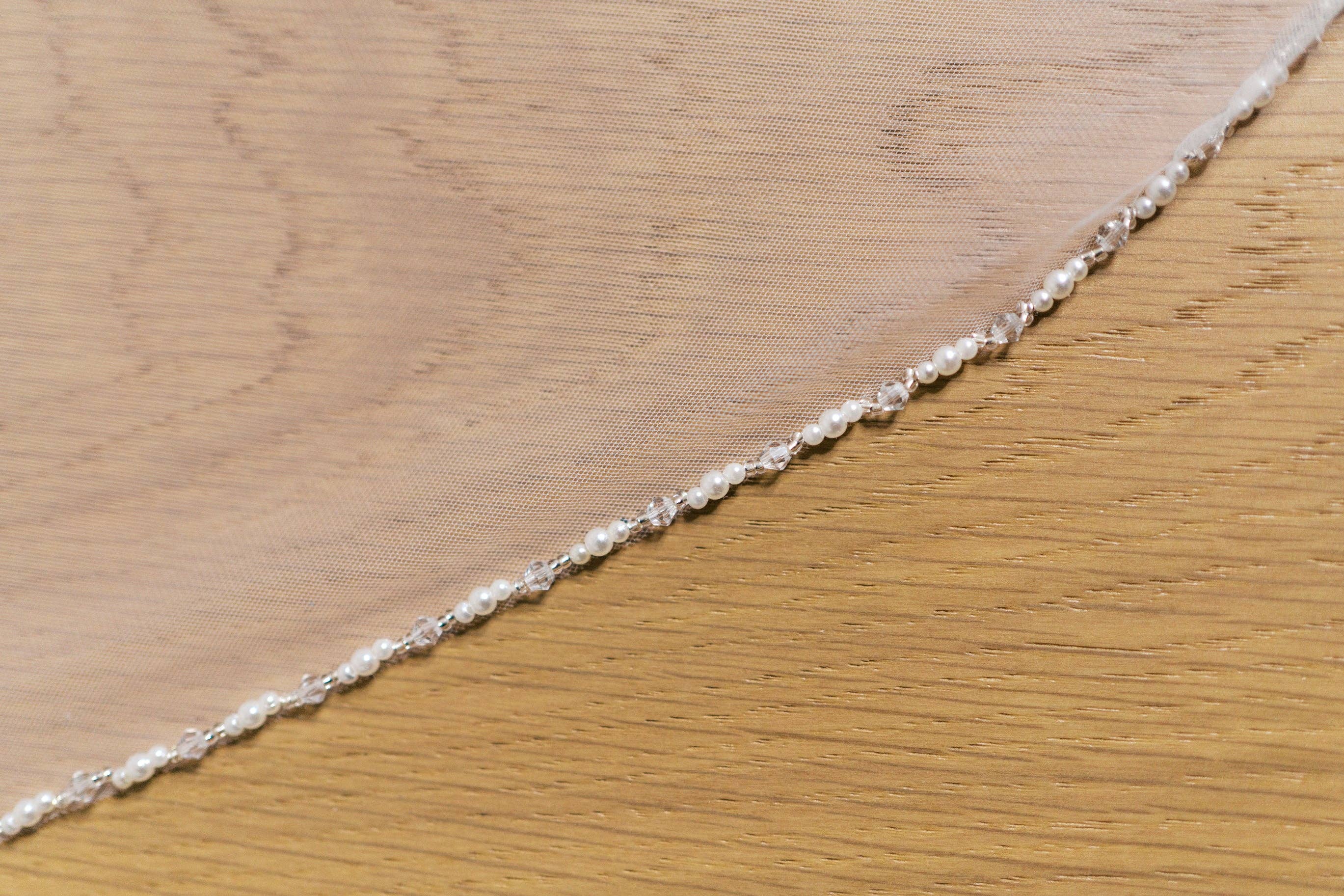 Brides and Belts - Wholesale Veil - Women's - Josephine Beaded Edge Veil with Comb3