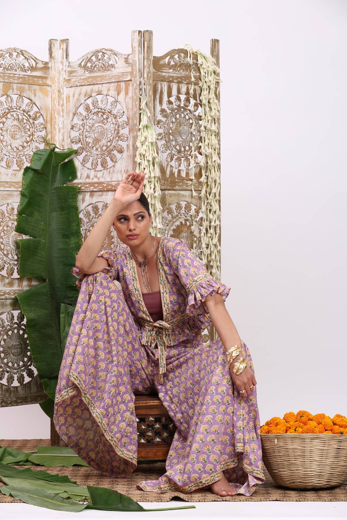 The Fox and The Mermaid - Wholesale Pants - Women's - Block Printed Palazzo Pants and Optional Top (Althea: Iris)1