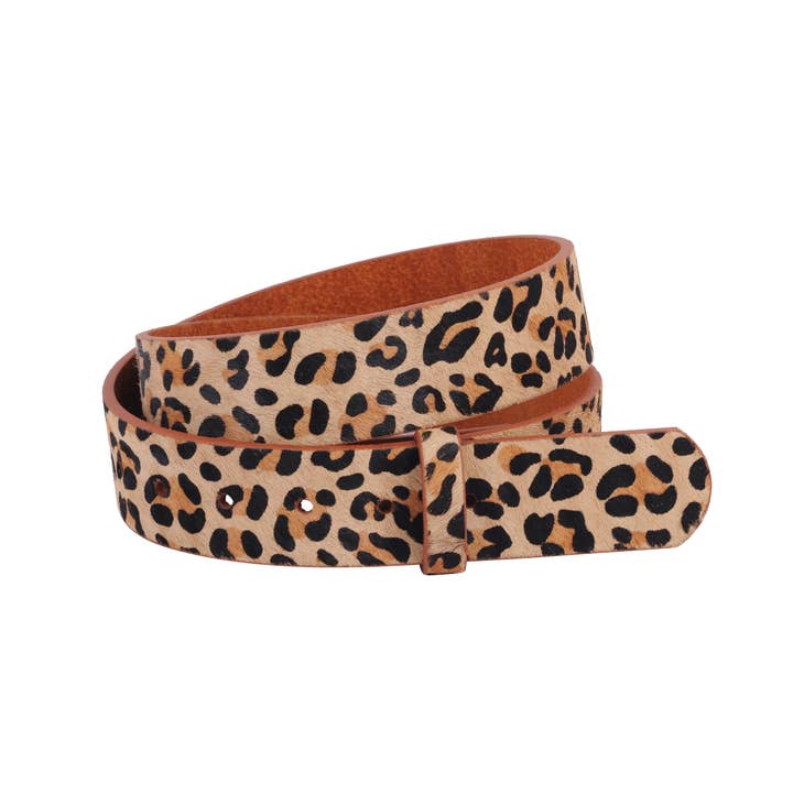 Tan STRAP ONLY NO BUCKLE - Leopard Print Snap On Belt Strap for wholesale on Faire