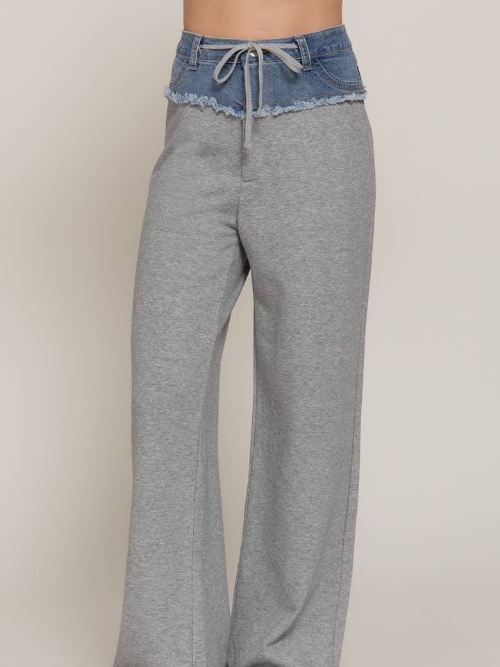 CALÇAS COMPRIDAS RETAS EM TERRY COM CINTURA DE CONTRASTE por atacado de Active Basic | Active USA