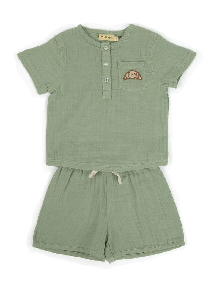 Cayden | Set de croissant de muselina orgánica | Sage para venta al por mayor de Lepela