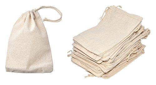 Ivoor Zakjes van ongebleekte katoenen mousseline met trekkoord voor groothandel op Faire9