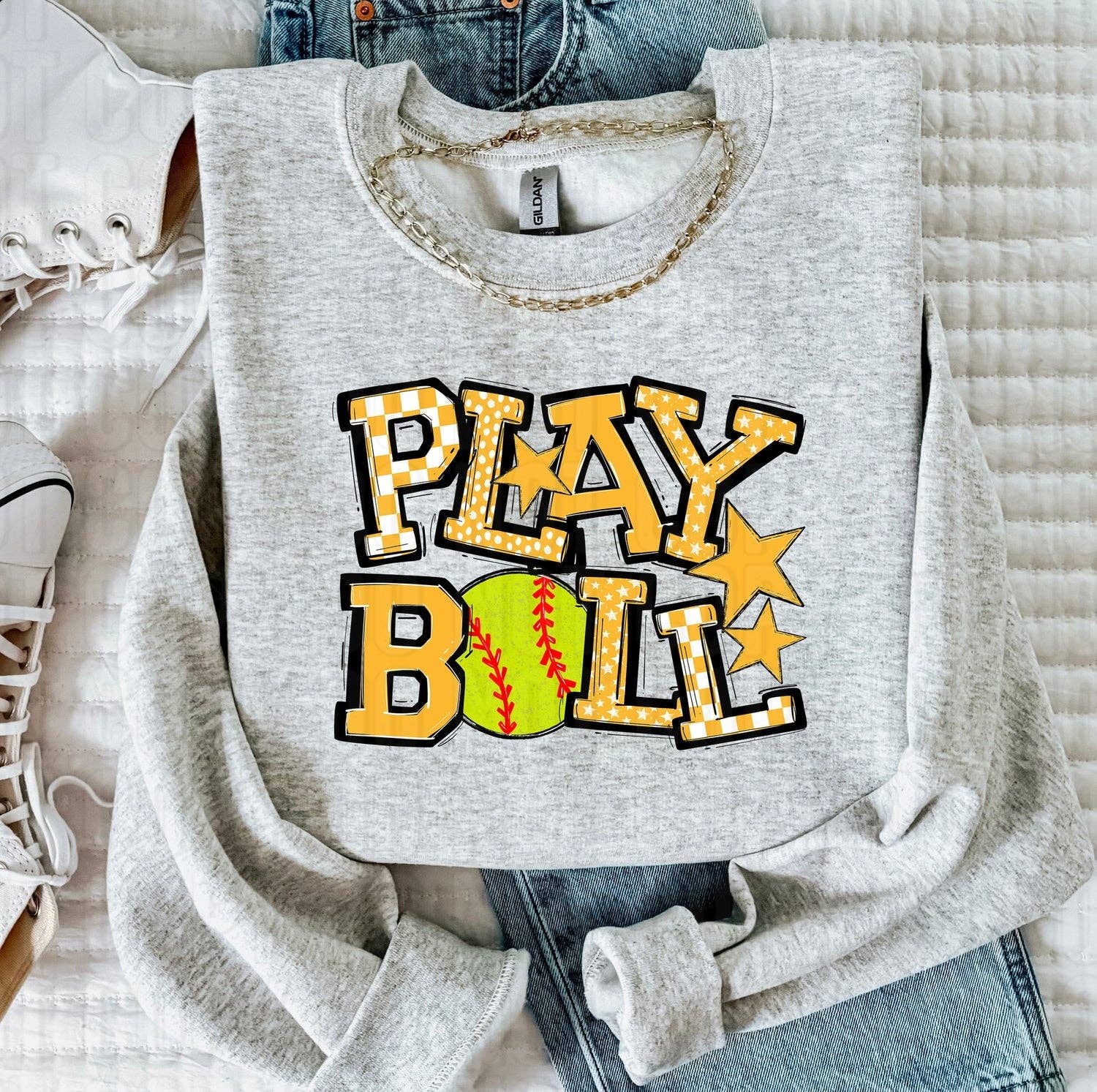 K and M Designs - Venta al por mayor Papel transfer para sublimación - Juega Bola Oro Softbol Transferencia DTF