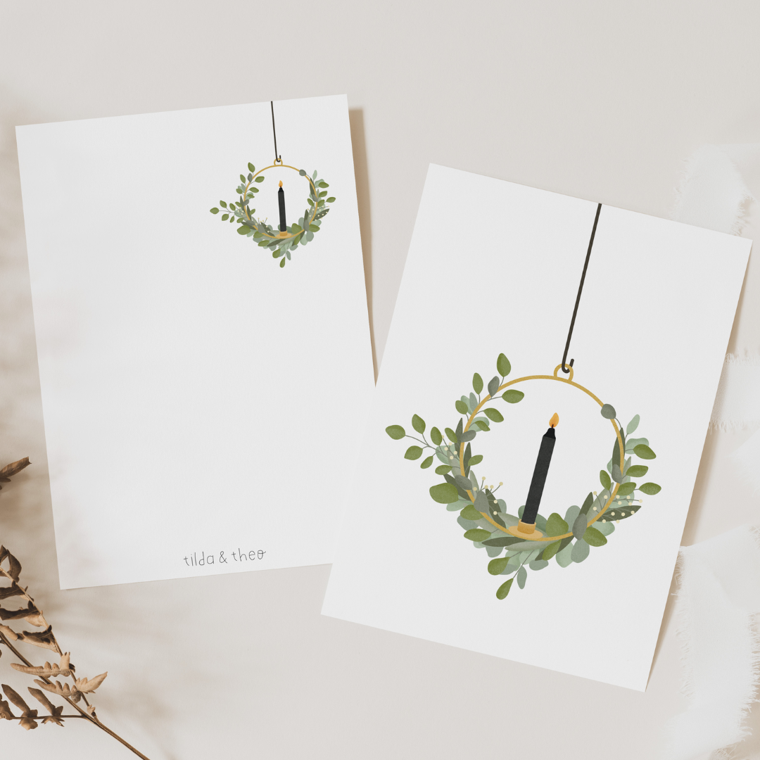 Tilda&Theo - Wholesale Christmas Card - Eucalyptus wreath Christmas card A6 - Christmas Christmas1