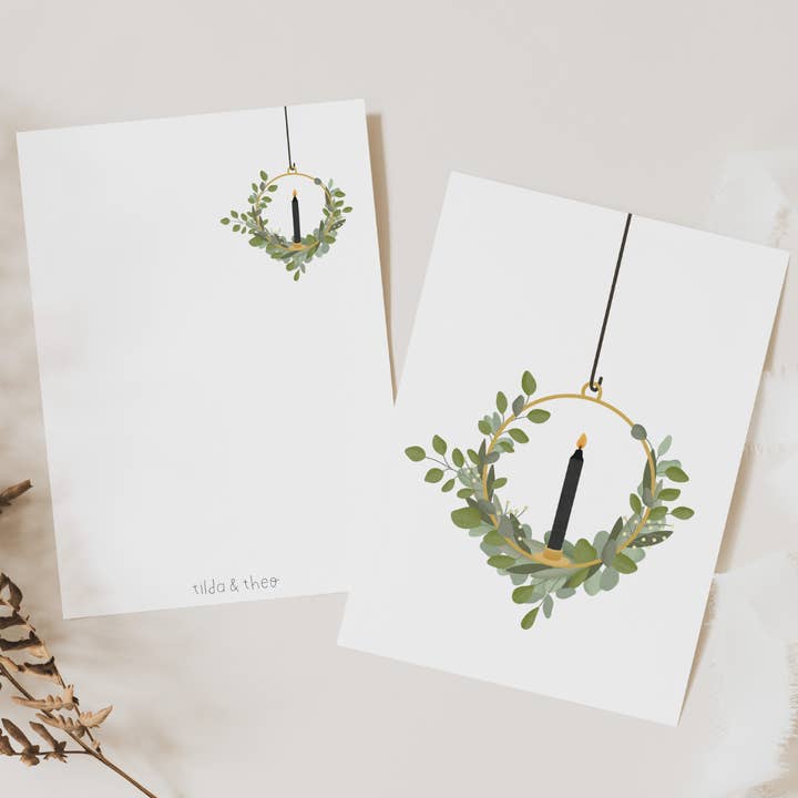 Tilda&Theo - Wholesale Christmas Card - Eucalyptus wreath Christmas card A6 - Christmas Christmas1