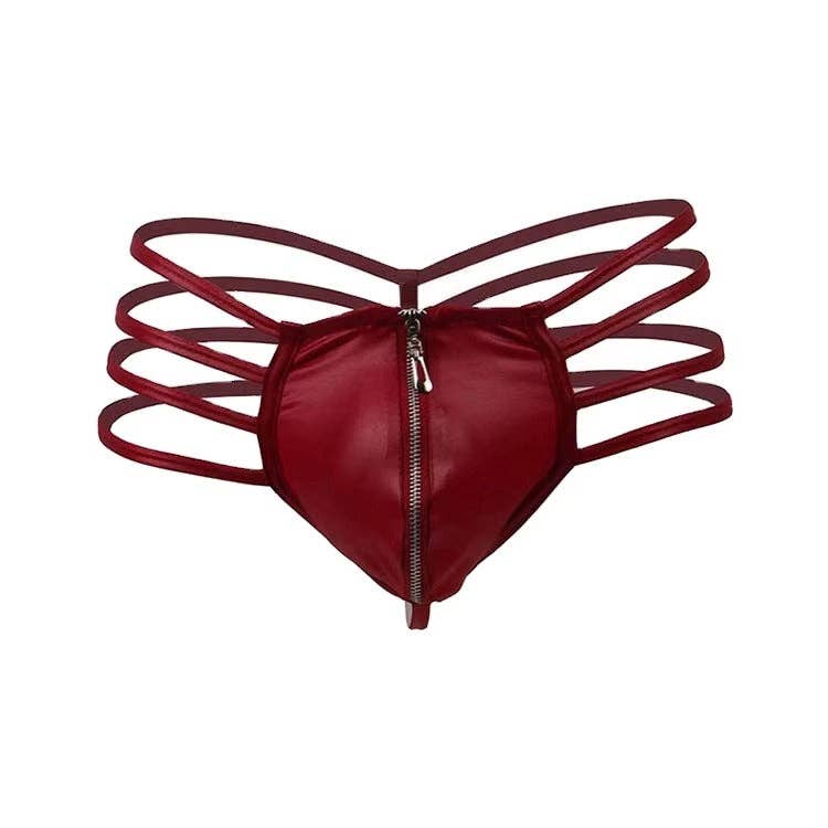 VIGOR - Wholesale Underwear - Men's - Men'S Zipper Open Front Jockstrap Thongs See-Through Underwear Hollow Out Low Rise G-Strings Briefs (MOQ 10 Pcs)0