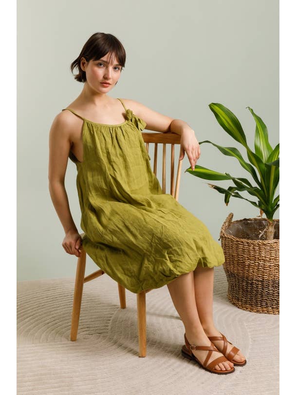 LINEN & COTTON HOUSE - Wholesale Buttoned-down shirt – Women's - LINEN DRESS WITH MOTHER-OF-PEARL BUTTON AT THE BACK 3132721