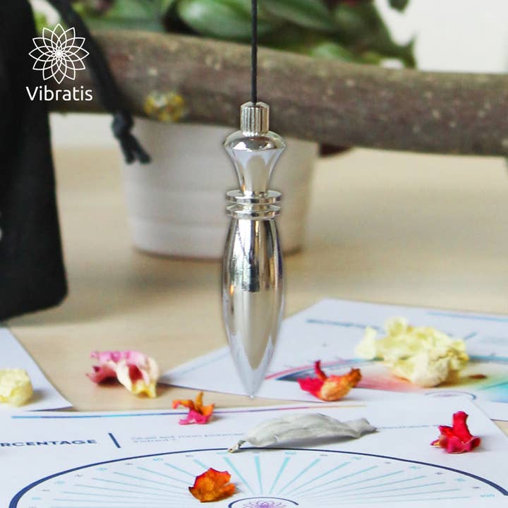Vibratis - Vente Accessoire de méditation - Pendule divinatoire de radiesthésie - Thot argenté1