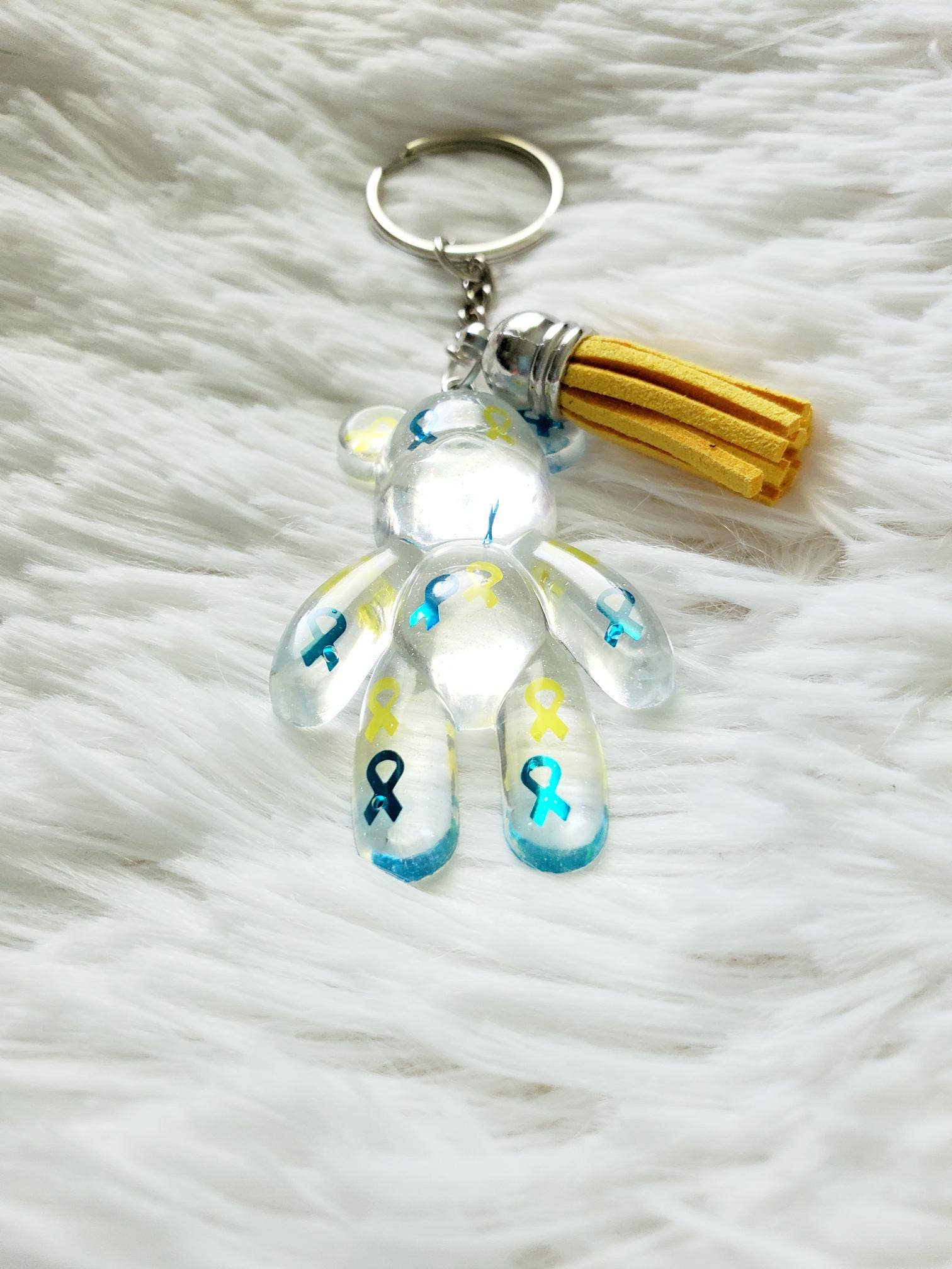 Tots And Tumblers Art – wholesale Keychain – Women's – Down Syndrome Awareness Ribbon Bear Keychain8